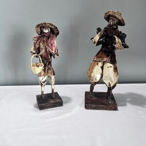 Antique Vintage Mexican Folk Art Paper Mache Villagers Figurines Vtg Collectors